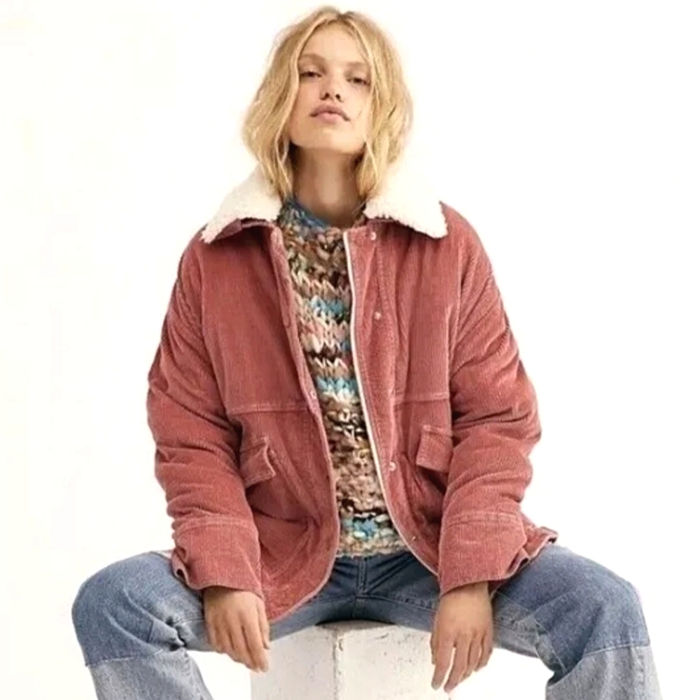 We the Free Lust for Life Slouchy Corduroy Coat Smokey Rose